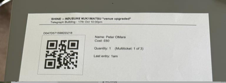Paper Ticket - Yosuke Yukimatsu - Shine Belfast 