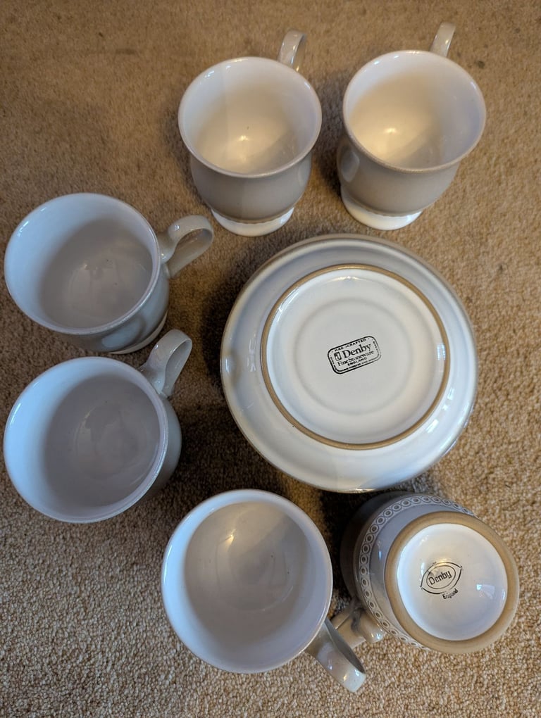 Denby 6 tea cups and tea saucers.