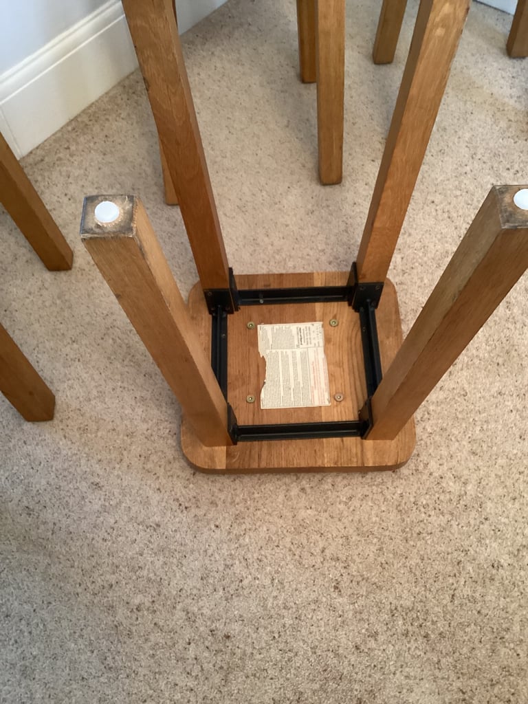 Solid Oak stool faux Leather seat pad