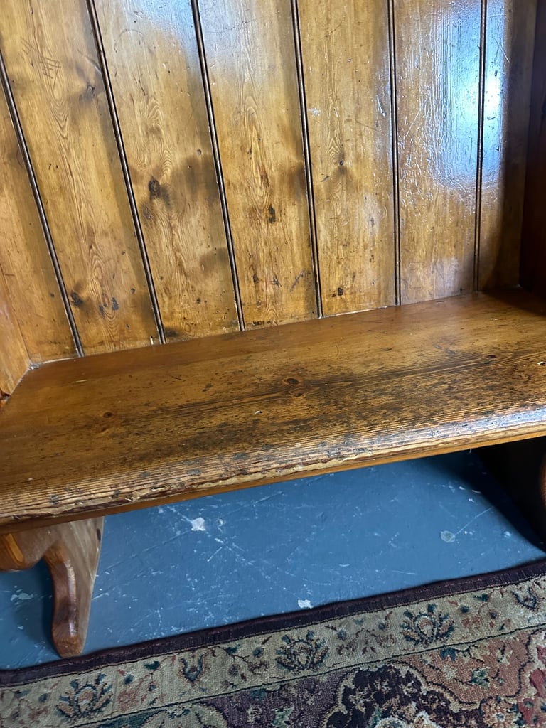 Antique pine style little pew pub settle