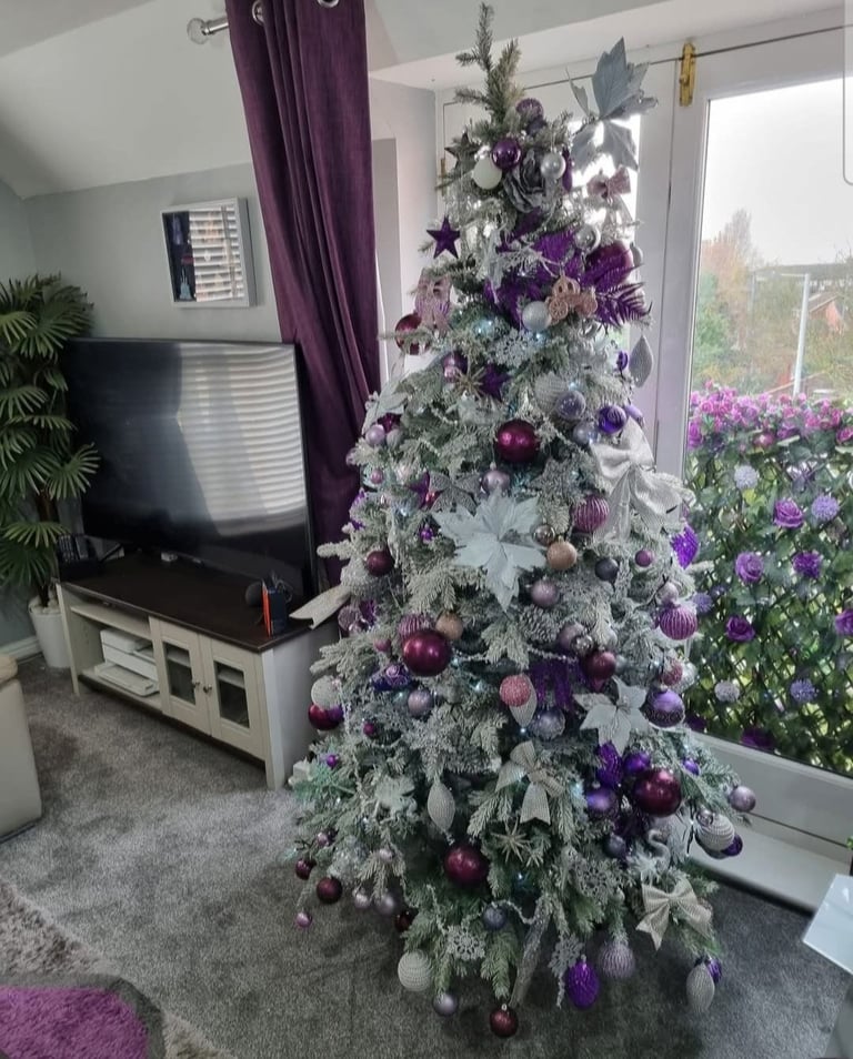 Christmas Tree Decorations Purple Liliac Glass Baubles From Taskers Rrp £7.99 Each