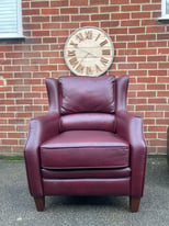 Oxblood Faux Leather Wingback Armchair Accent Chair Library Reading
