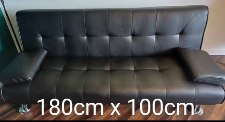 image for Leather sofa bed like new can deliver 