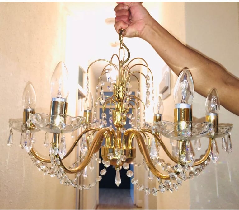 image for Vintage, 6 Arms Crystal Chandelier⭐️Star Fish Shape🌟Very Stunning💗Rare Piece🎁