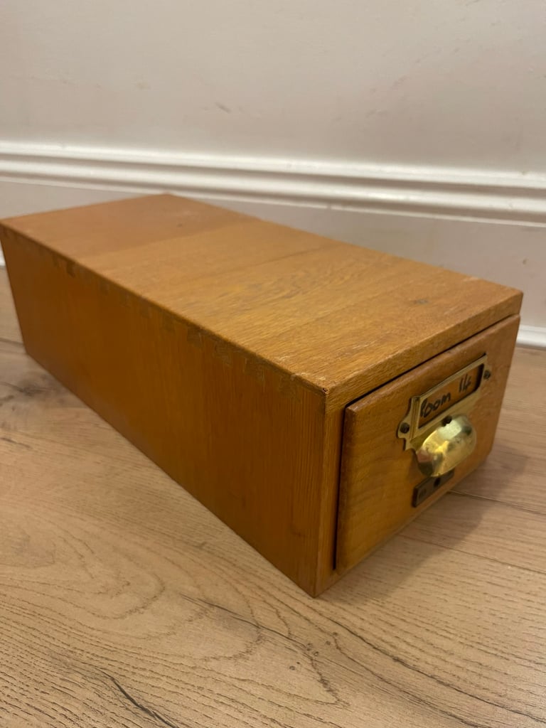 image for Single 1950s Oak Index Card Cabinet Drawer