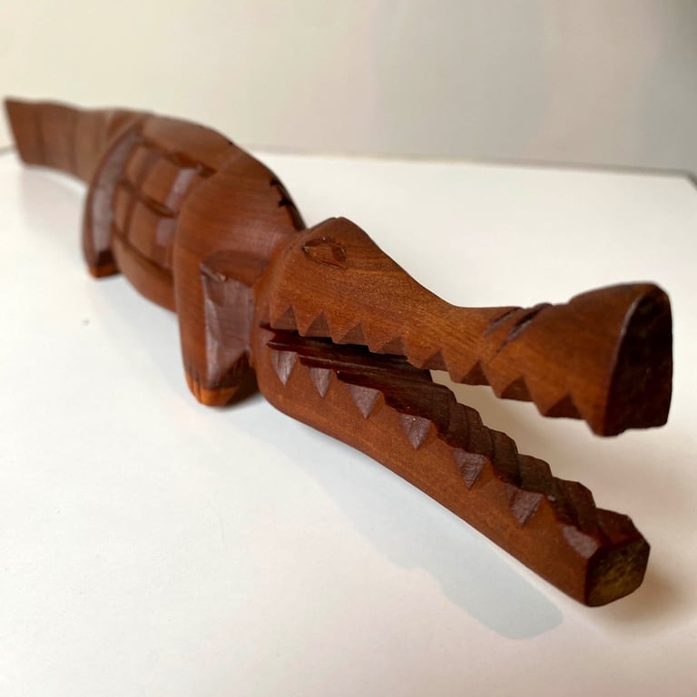 image for Vintage Hand-Carved Crocodile