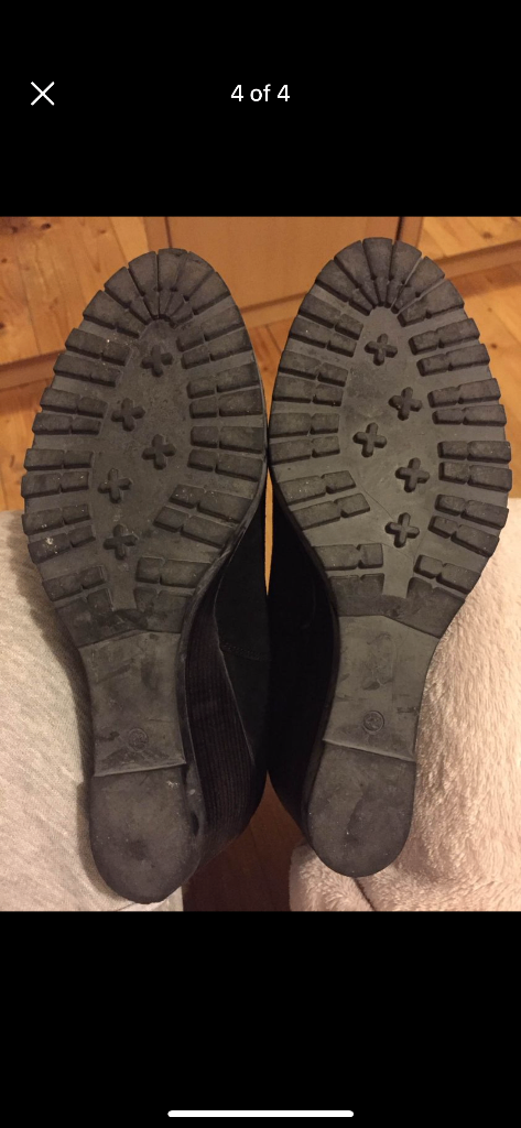 (409) Next black suede wedge ankle boots, size 8/42