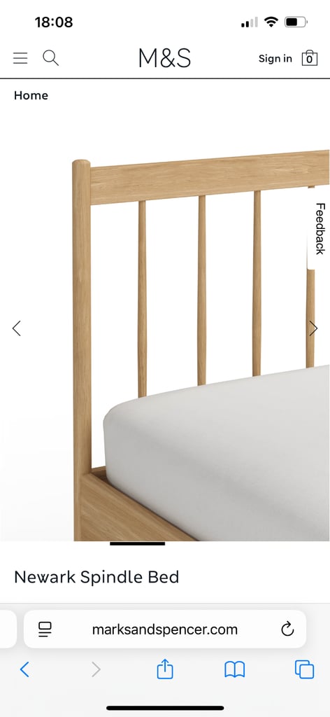 M&S Newark Spindle Double Bed Frame 4ft 6in Ex-Display OAK **will be open to reasonable offers**