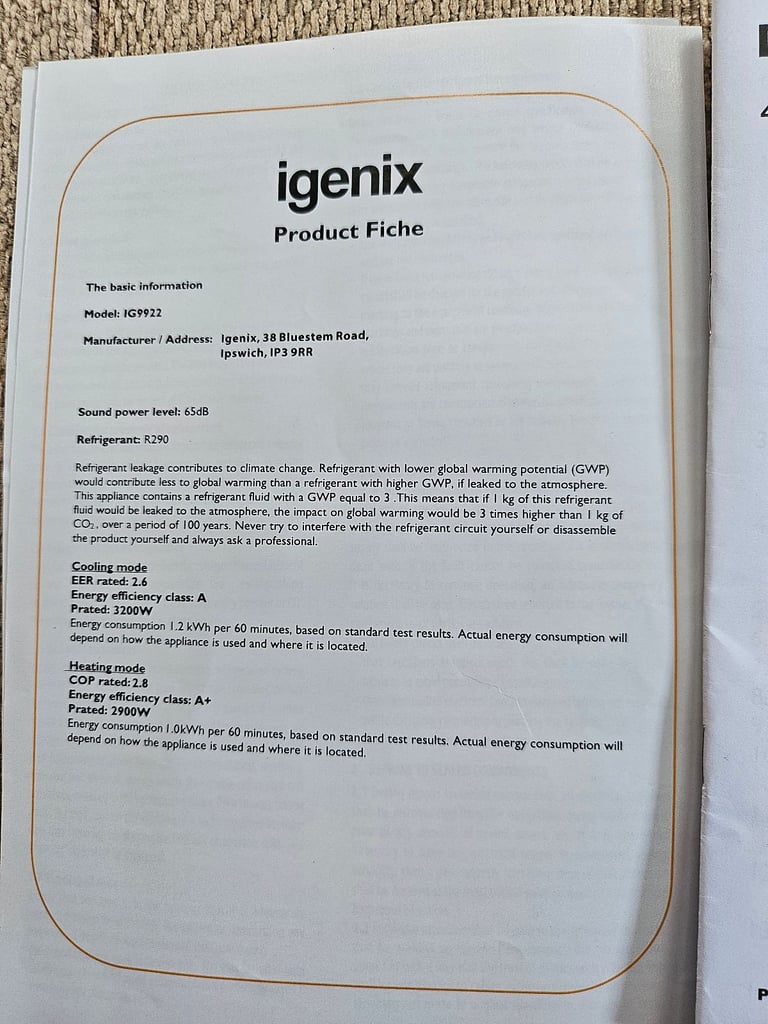 Igenix 4 in 1 portable air con unit