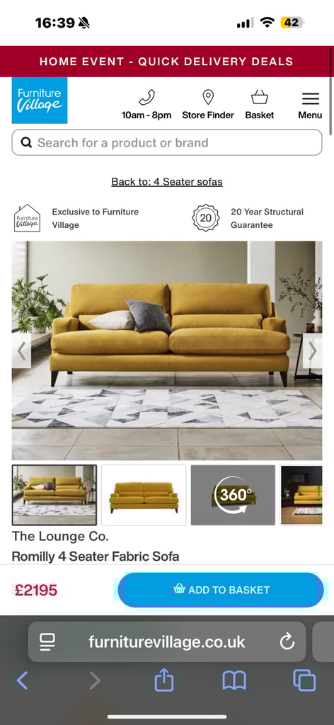 4 seater sofa mustard yellow 