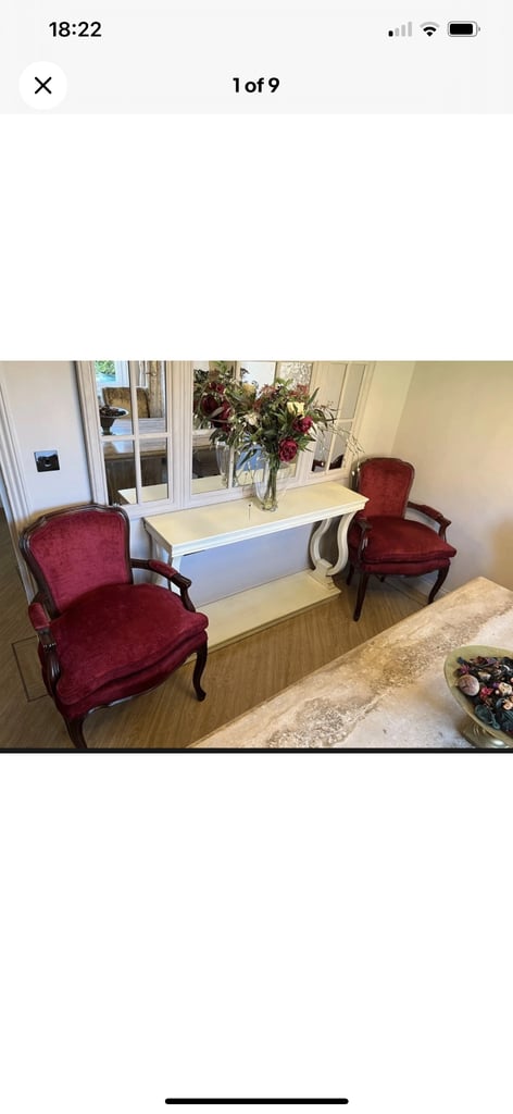 2 chairs red in beautiful condition French Style Armchairs