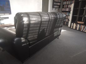 image for As new black leather sofa