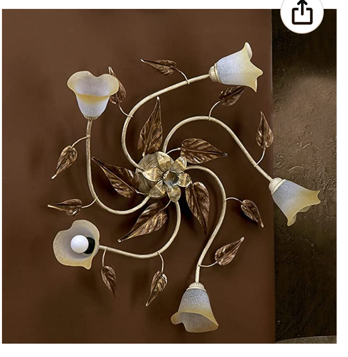 Ceiling light lamp design made in Italy flower and leaves decoration