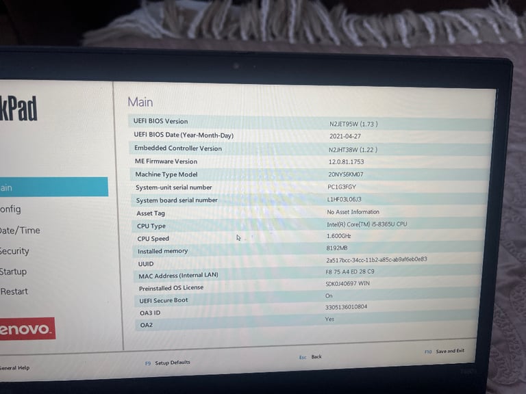Lenovo thinkpad T490s