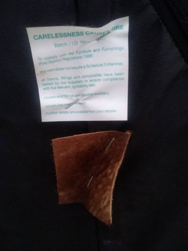 £20 two seater Buffalo Hide ( leather ) sofa with fire safety certificate 