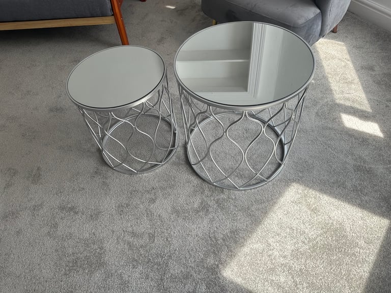 Silver Crome glass coffee tables  (ex display)