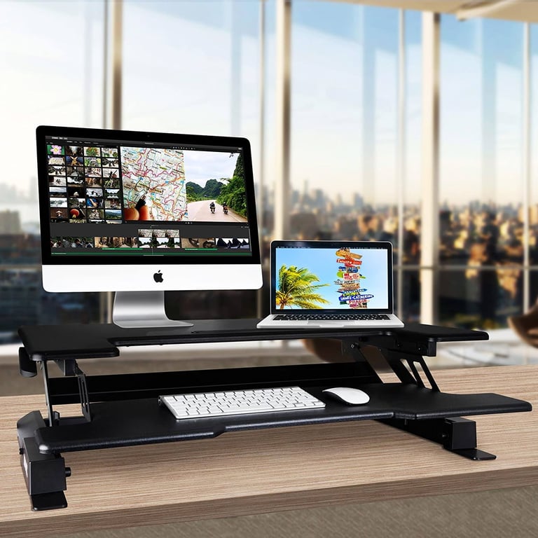 Duronic Sit Stand Desk Table DM05D1 Office Workstation PC Computer Screen Keyboard Laptop Riser