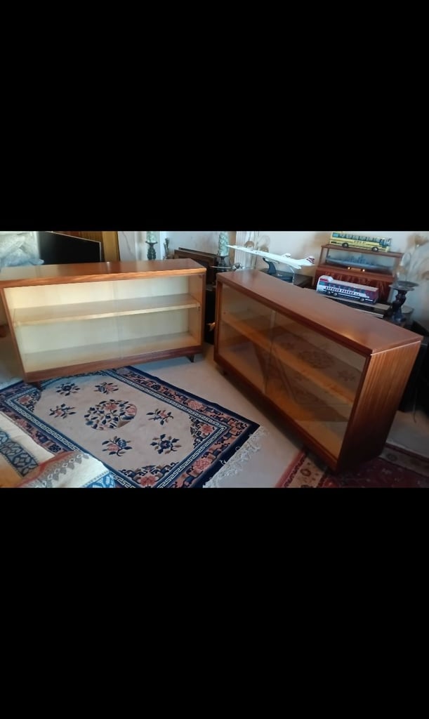 Beautiful VINTAGE PAIR of WHITE and NEWTON DISPLAY UNITS.