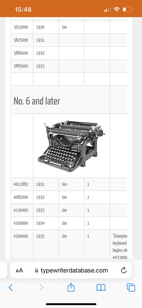 1934 underwood no 6-14 typewriter 