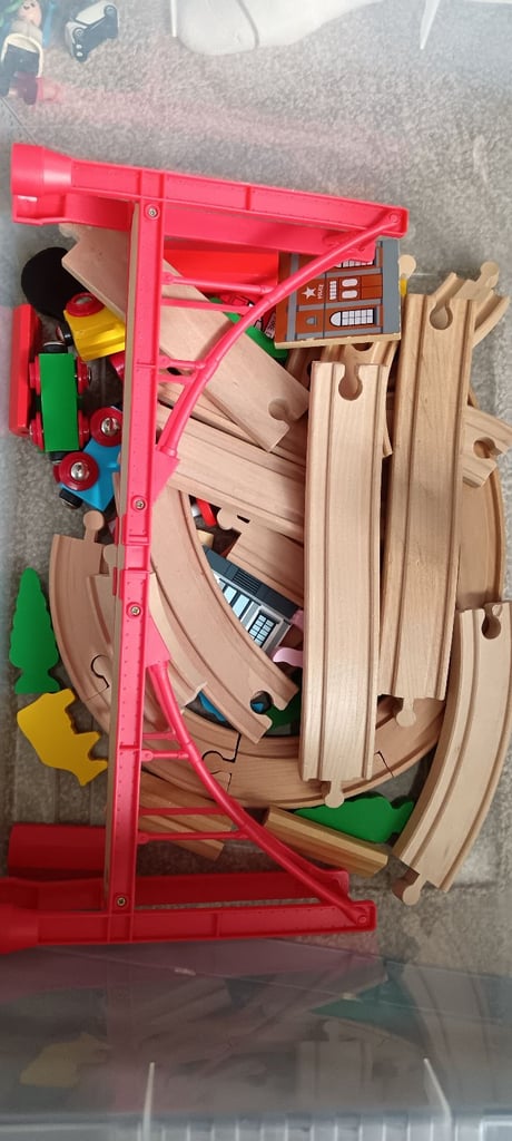 Wooden toy train set