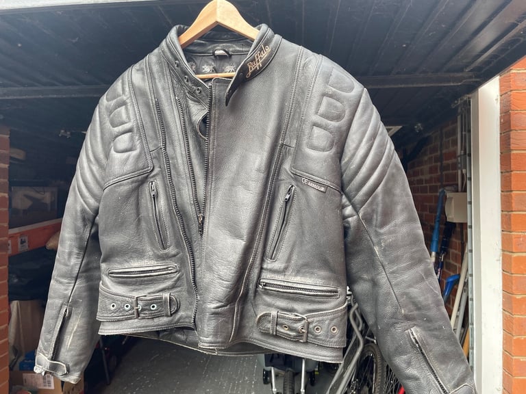 image for Buffalo leather motorcycle jacket with body armour 