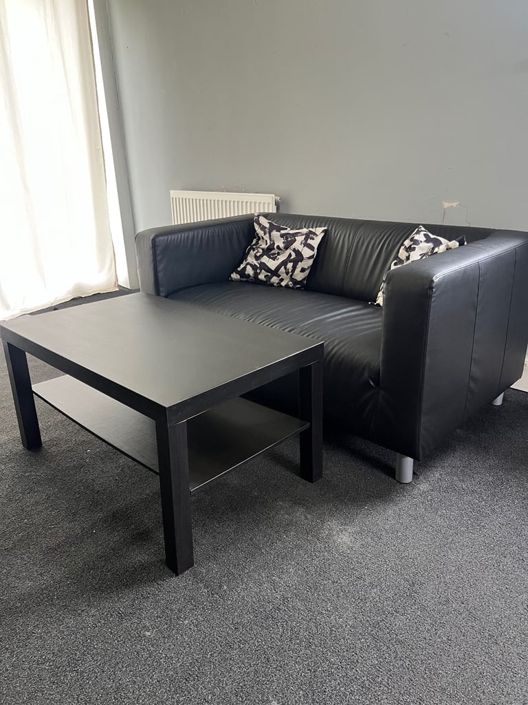 IKEA Klippan 2-Seater Sofa + Black Coffee Table