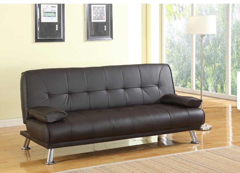 image for Sofa bed brown faux leather 