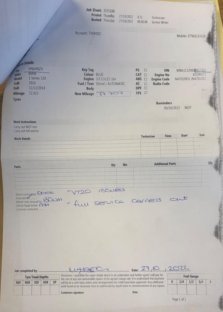 2014 BMW 1 Series 2.0 120d M Sport Auto Euro 5 (s/s) 5dr HATCHBACK Diesel Automatic