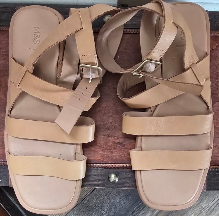 image for Loved M&S Tan Sandals, Size 8, Worn once, Excellent condition.
