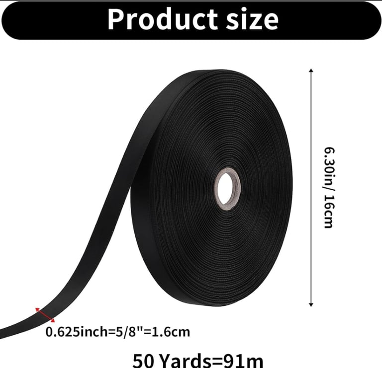 image for Thicken Black Satin Ribbon  100Y for Crafts 91.4M