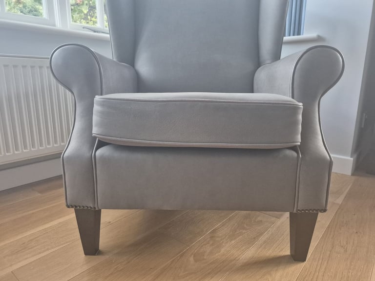 Wesley-Barrell Grey Leather Armchair