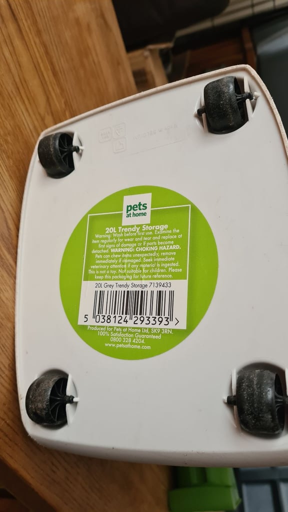 Pets at Home Pet Food Paw Print Storage 20 Litre Large Bin