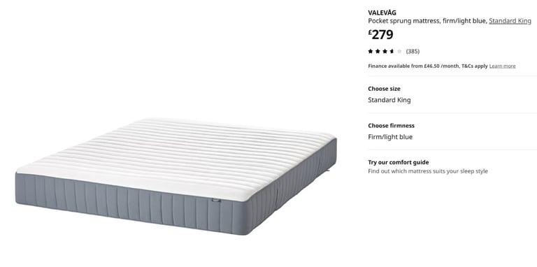 IKEA Valevag King Size Mattress - Premium Model - VALEVÅG