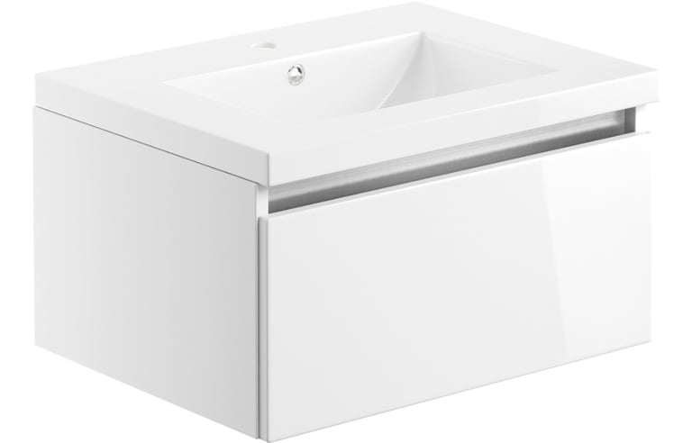 image for New White Carino 1 Drawer Wall Hung Basin Unit 615mm RRP £350 Our Price £225