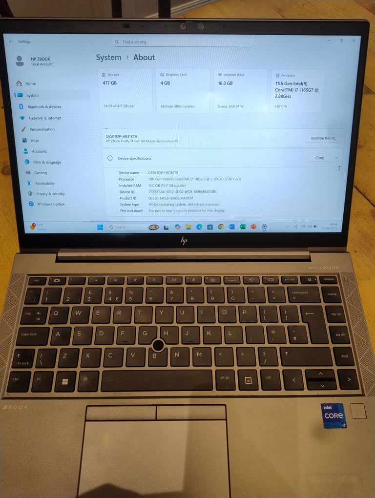 HP ZBook G8 Gaming/Graphics Laptop - Core i7-11th gen 16GB 512GB SSD NVidia  Graphics 4GB 