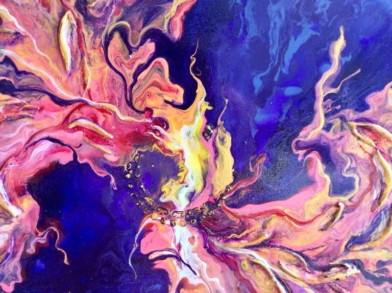 Vibrant original acrylic painting,  abstract textured Artwork 