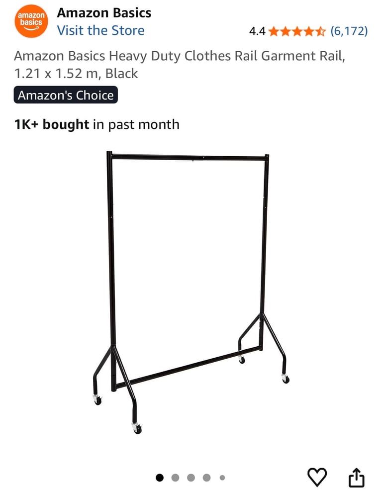 image for 2x Amazon black metal heavy duty clothes rails 