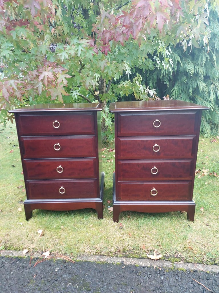image for Quality Retro Stag Bedside Nightstands With 4 Drawers 