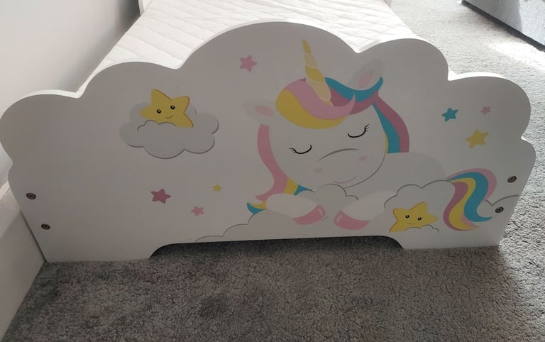 Unicorn Rainbow Toddler Bed and sprung mattress