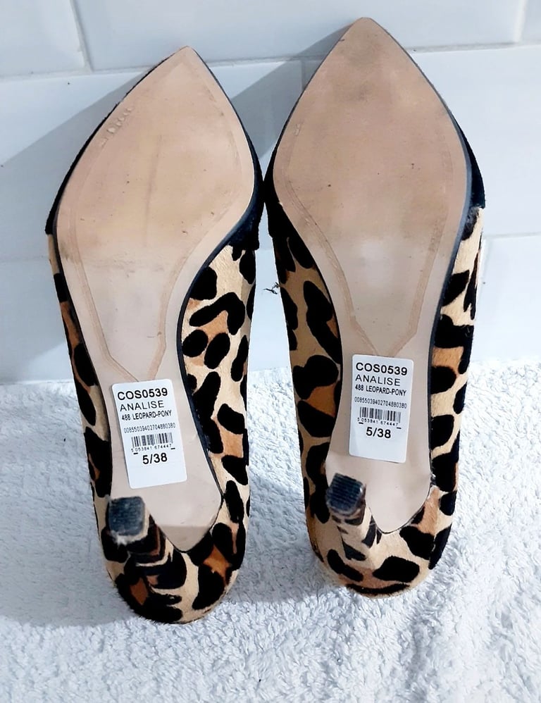 Dune London Analise Women's High Heel Leopard Peony Pumps Shoes Boxed, Spare Heels 5/38