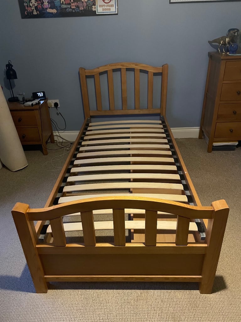 Solid Oak Single Bed Frame with 3 drawers