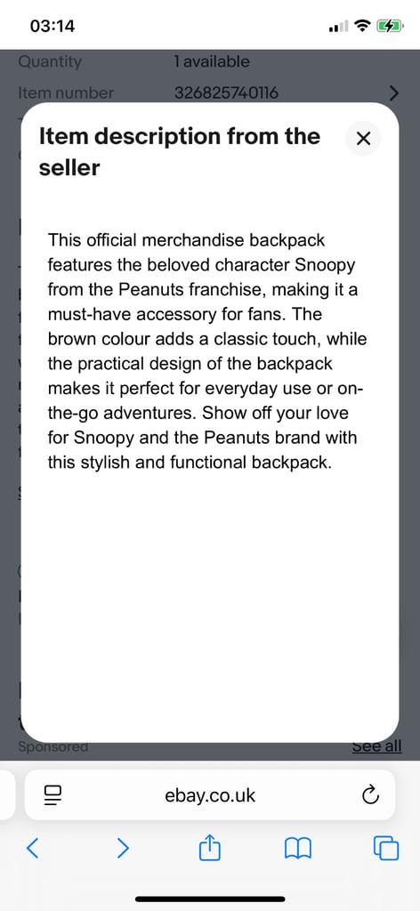Snoopy peanuts bag