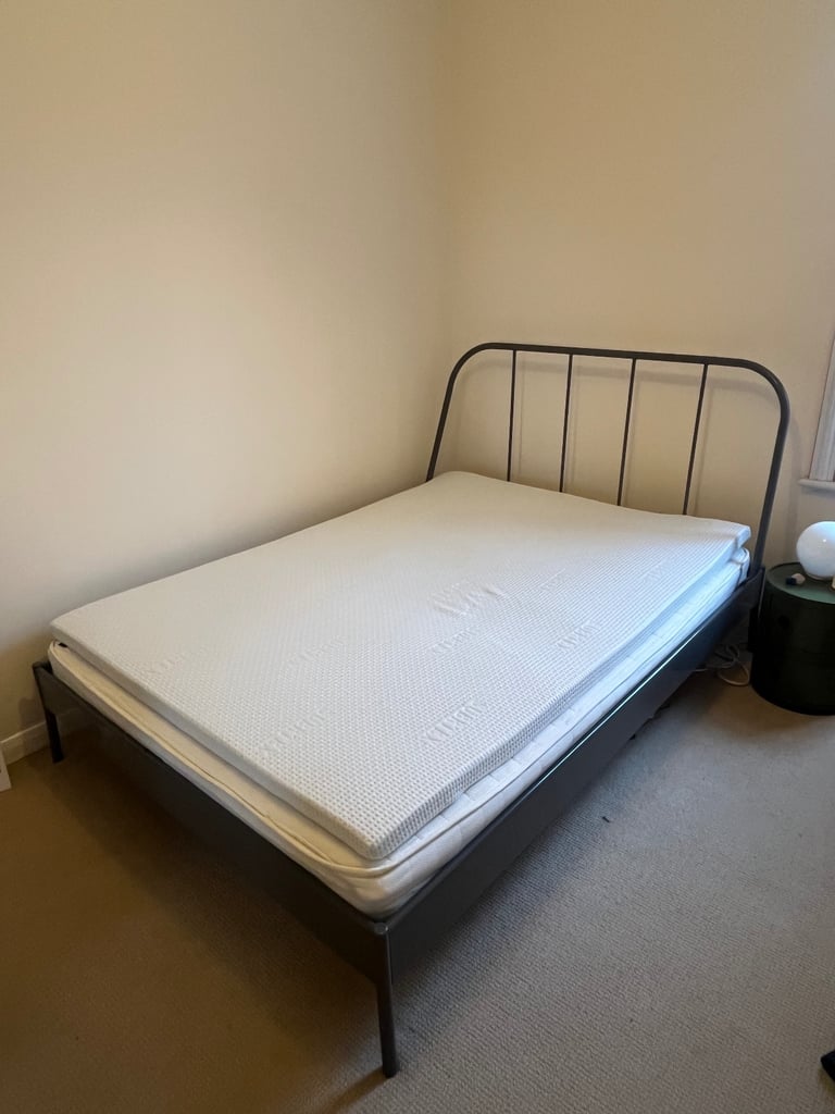 image for IKEA double bed frame with mattress & topper