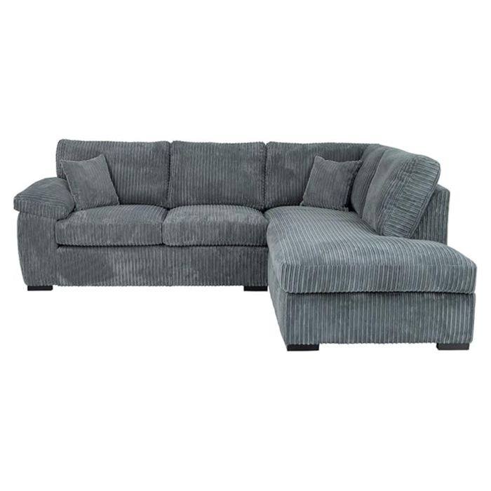Brand New Sofa Set - Thomes Full Back Jumbo Cord L Shape Corner OR 3+2 Seater Sofa - Grey