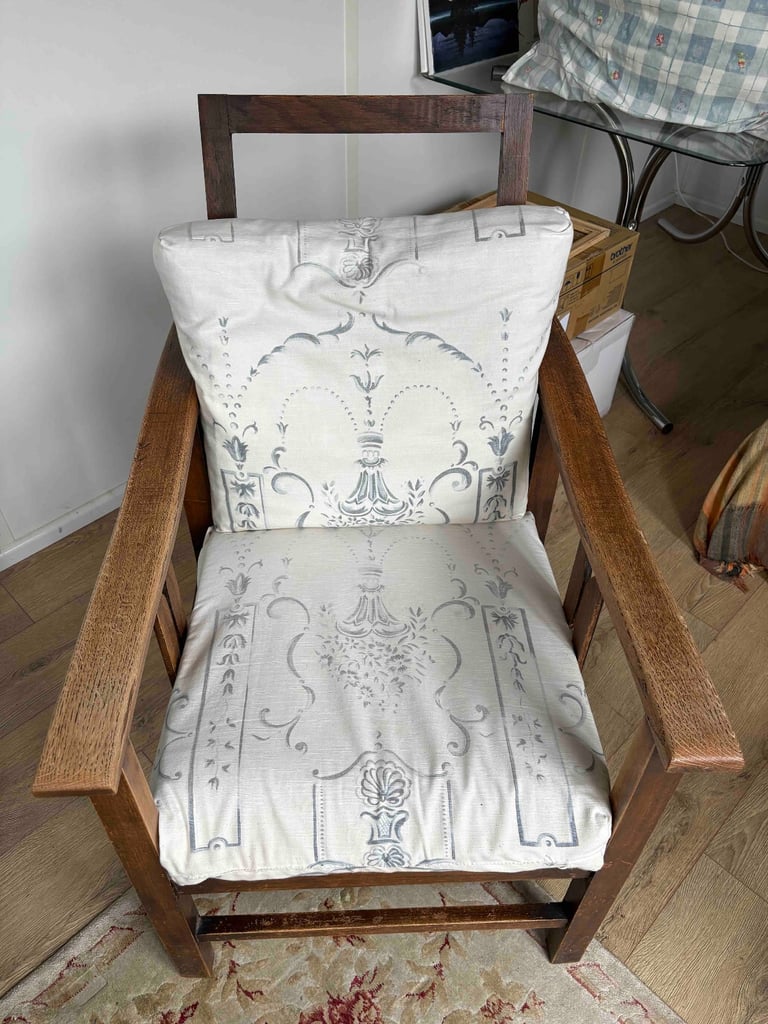Antique Reclining Solid Oak Farm Chair