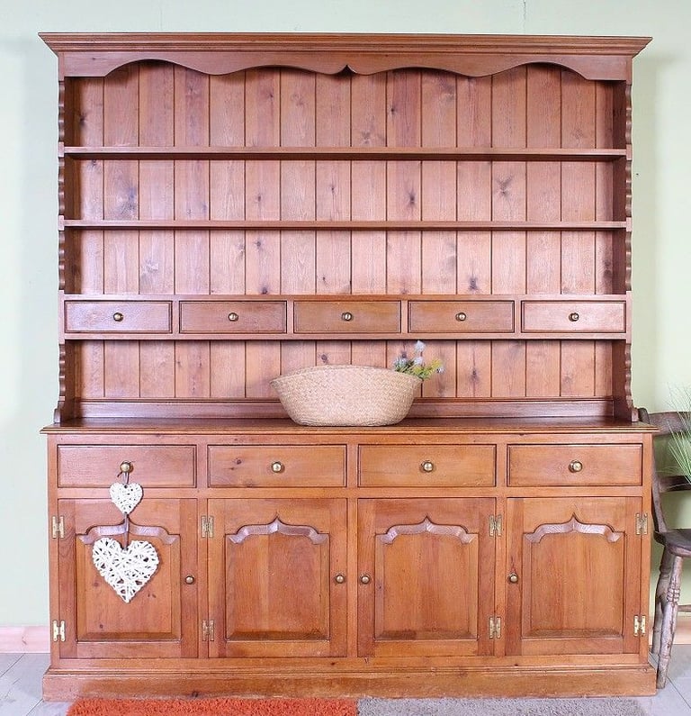 image for Delivery Options - Large Rustic Quality Made Pine Welsh Dresser 5 Spice Drawers
