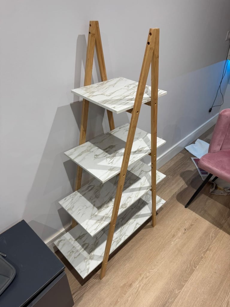 FREE DELIVERY WHITE MARBLE EFFECT SHELVING UNIT GREAT CONDITION