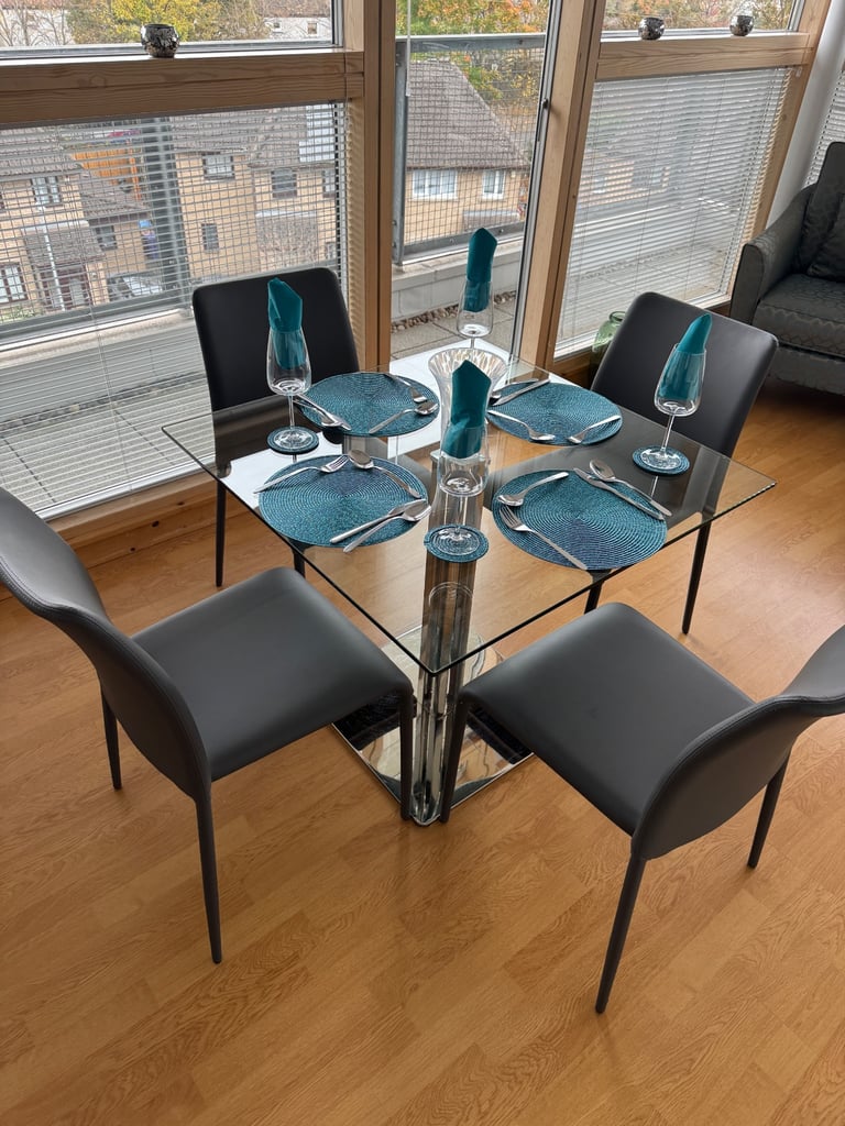 image for **JOHN LEWIS GLASS TABLE & 4 CHAIRS**
