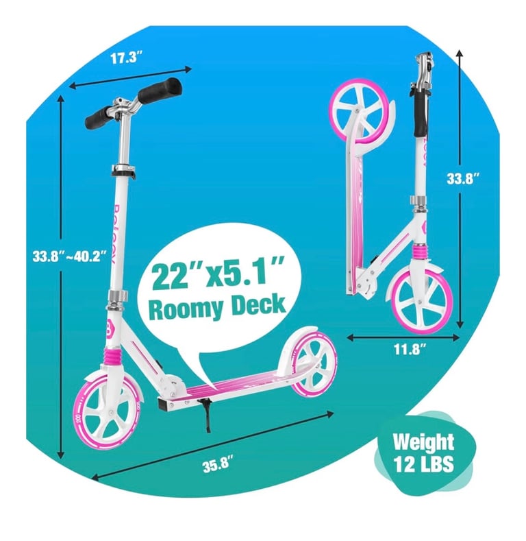 🛴 BELEEV Scooter for Kids 6+ / Teens / Adults – 200mm Big Wheels– Excellent Condition!