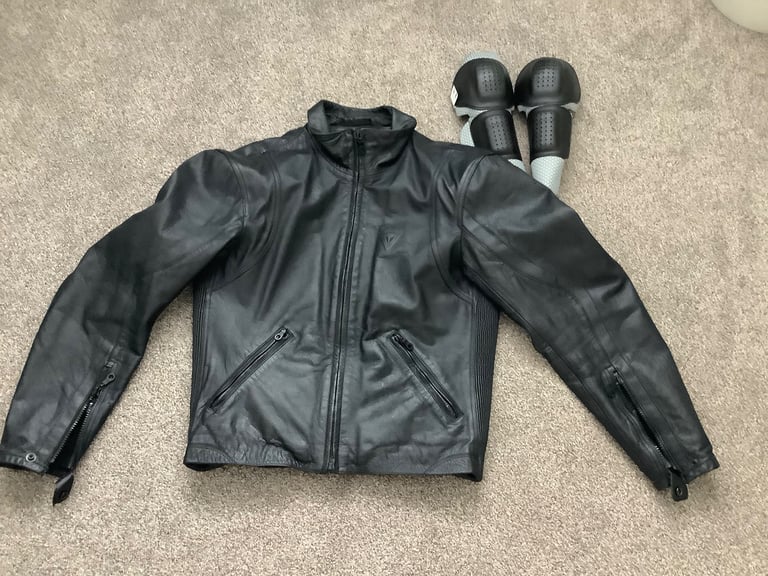 image for Woman’s black leather dianese jacket with removable body armour